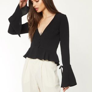 Flynn Skye Long Sleeve Black Everly Top Large